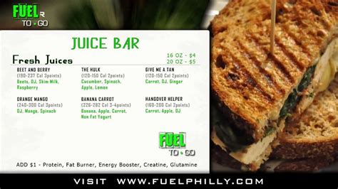 Fuel Juice Bar Menu (TV Screen) - YouTube