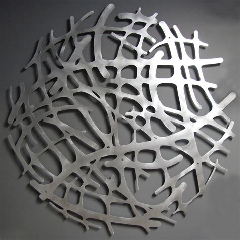 Contemporary Large Metal Round Sculpture: Art Nouveau Web No. 1 in Brushed Aluminum 46" Circle ...