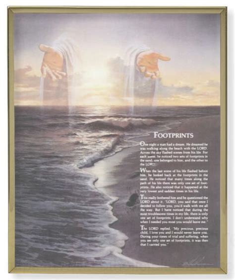 Footprints Poem with Jesus Plaques Gold Frame 8x10 Plaque