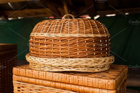 Wicker wooden bread basket | High-Quality Arts & Entertainment Stock Photos ~ Creative Market