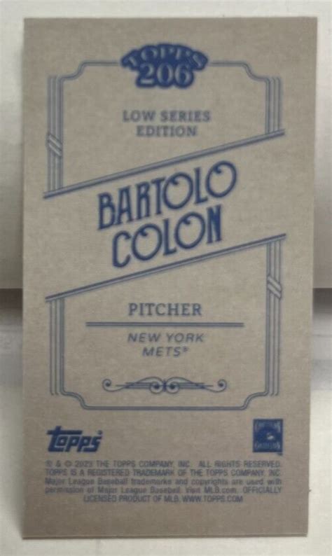 Bartolo Colon 2023 Topps 206 Low Series Wood Paper Stock SP /20 - NEW ...