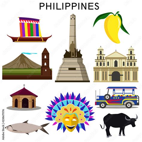 PHILIPPINE CULTURE ICONS Stock Illustration | Adobe Stock