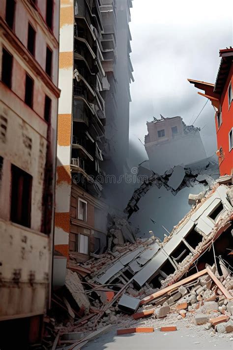 Buildings Destroyed in the Earthquake. Stock Illustration ...