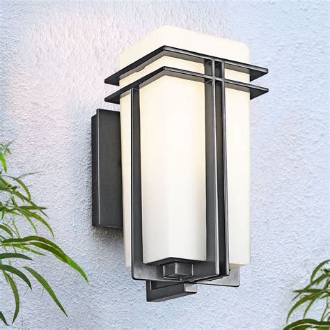 Kichler Modern Outdoor Wall Light with White Glass in Black Finish ...