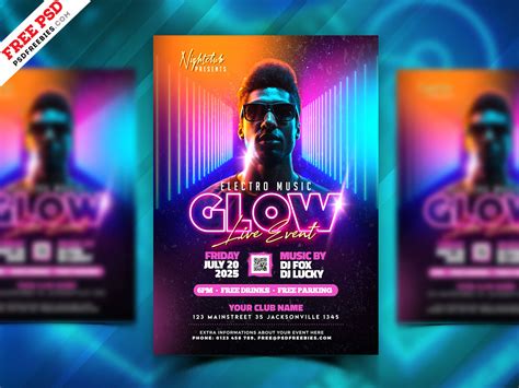 Neon Glow Party Flyer PSD Template | PSDFreebies.com