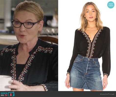 WornOnTV: Joan’s black embroidered v-neck blouse on Life in Pieces | Dianne Wiest | Clothes and ...