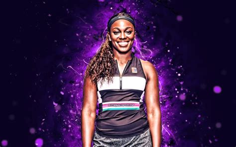 Download wallpapers Sloane Stephens, 4k, american tennis players, WTA, violet neon lights ...