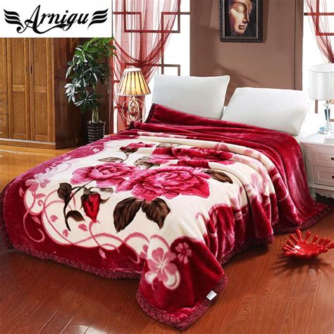 ARNIGU red rose Thick Blankets Twin Full Queen size double face thicken ...