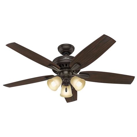 Hunter Newsome 52 in. Indoor Premier Bronze Ceiling Fan with Three Light Kit-53317 - The Home Depot