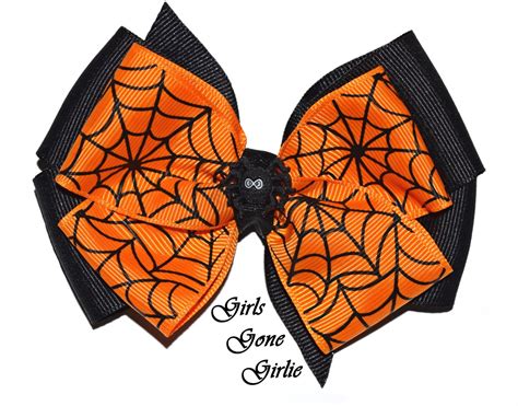 Halloween spider bow Halloween hair bow black and orange