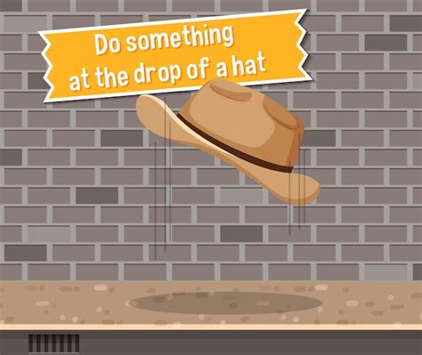 Premium Vector | Idiom poster with do something at the drop of a hat