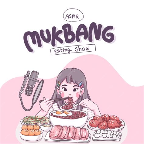 Premium Vector | Mukbang cartoon illustration.