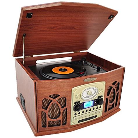 Pyle PTCDS7UBTBW Bluetooth Turntable System, Retro Vintage Classic ...