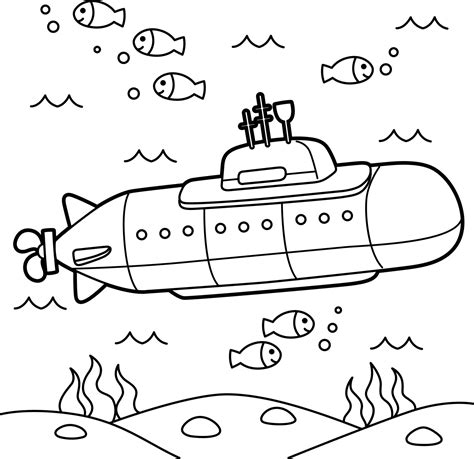 Nuclear Submarine Vehicle Coloring Page for Kids 10002629 Vector Art at ...