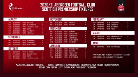 ALL ABERDEEN FC FIXTURES FOR THE 20/22 SEASON REVEALED - YouTube