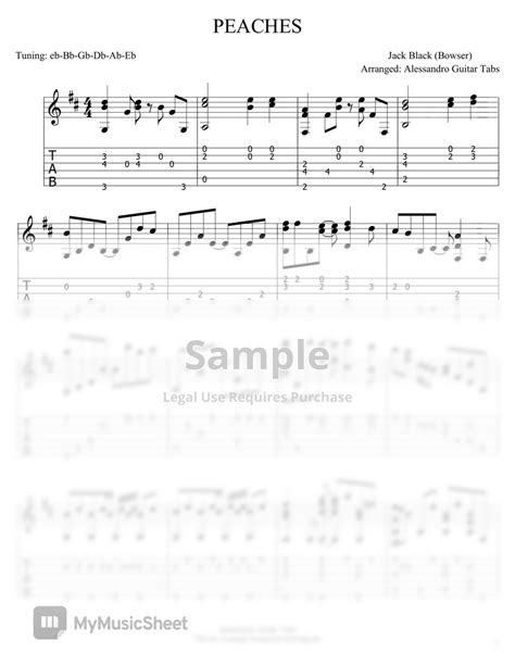 Jack Black (Bowser's song) - Peaches (Fingerstyle Guitar) Sheets by Alessandro Guitar Tabs