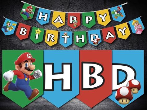 SUPER MARIO BANNER Super Mario Birthday Party Digital | Etsy | Super ...