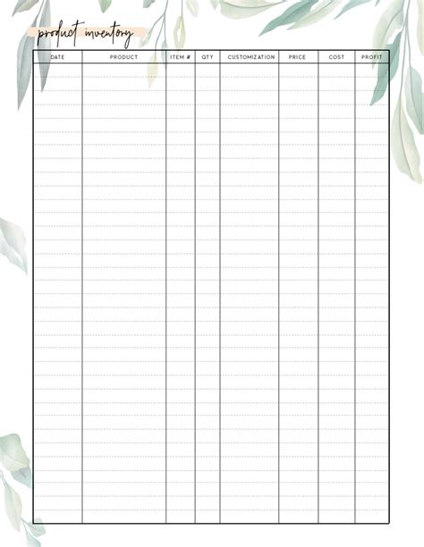 FREE Printable Stock Taking Sheet - World of Printables