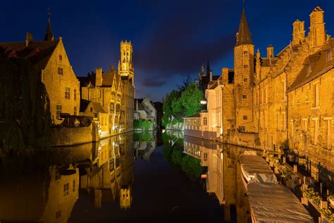 Desktop Wallpapers Cities Belgium Night Bruges Canal 3072x2048