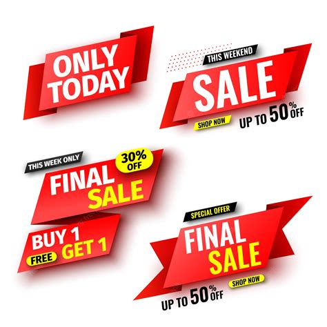 Premium Vector | Set of red sale banners.