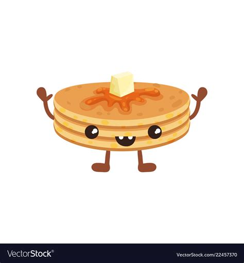 Cute stack of pancakes with smiling face funny Vector Image