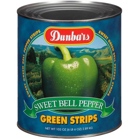 6/10 Dunbars® Green Bell Pepper Strips 3/8" WIDE - Moody Dunbar