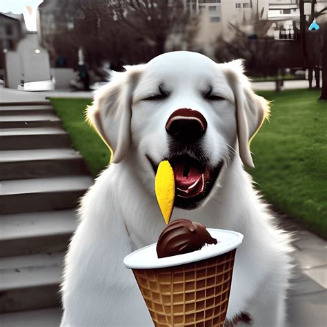 A Dog Licking Ice Cream · Creative Fabrica