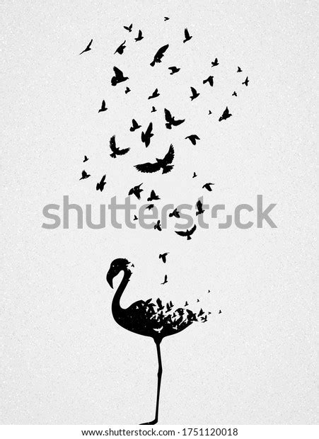 Flamingo Silhouette Flying Birds Endangered Animal Stock Vector ...