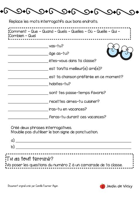 Les phrases interrogatives | Jardin de Vicky