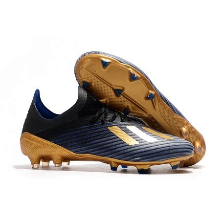 adidas Men's X 19.1 FG Soccer Cleats Black Blue Gold