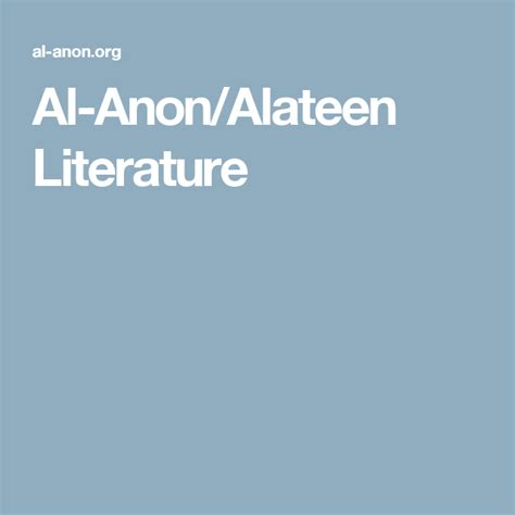 Al-Anon/Alateen Literature | Al anon, Anon, Literature