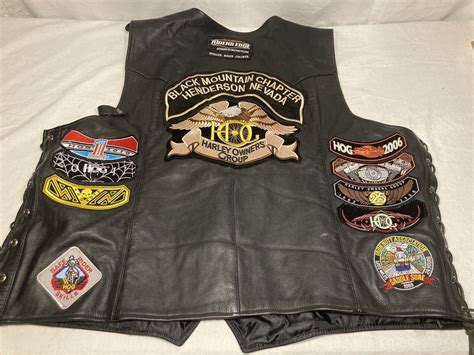 Harley Davidson HOG Patches Biker’s Club Leather Vest… - Gem