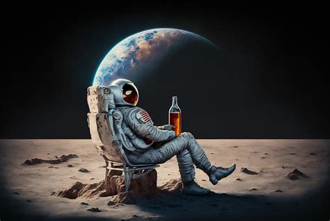 HD wallpaper: AI art, astronaut, spacesuit, Moon, beer, Chill Out | Wallpaper Flare