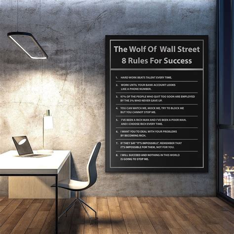 Wall Street 8 Rules for Success Motivational Wall Art Office Decor ...