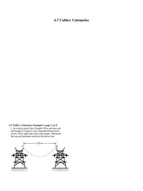 Cables - Catenaries Example PDF | PDF | Tension (Physics) | Equations