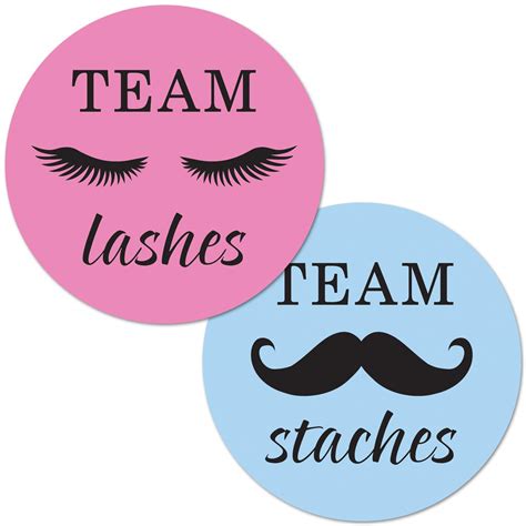 Buy Team Lashes, Team Staches Stickers, Gender Reveal Stickers - 40 cnt (20 of Each Design ...