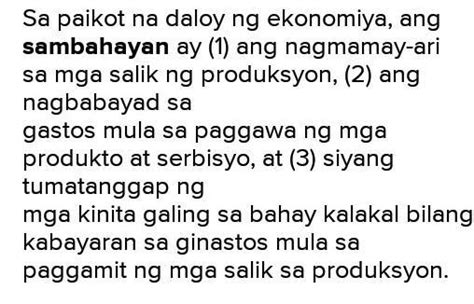 mga bahaging ginagampanan ng sambahayan - Brainly.ph