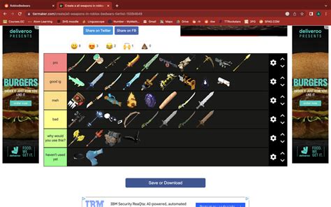 My tier list of bedwars weapons, tell me if u like or dislike! : r/RobloxBedwars