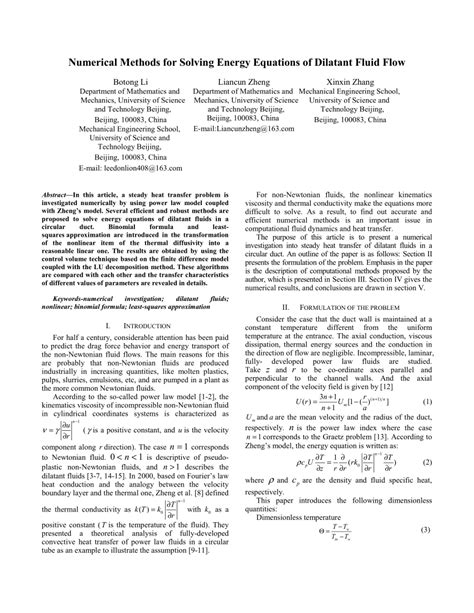 (PDF) Numerical Methods for Solving Energy Equations of Dilatant Fluid Flow