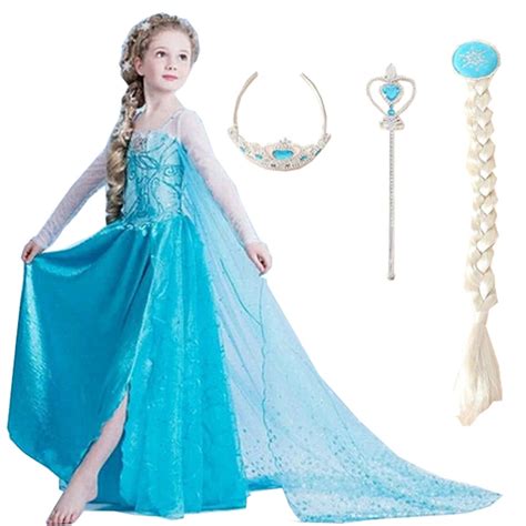 2018 Girls Dresses Elsa Dress Princess Movie Cosplay Party Dress Vestidos fantasia Anna Elsa ...