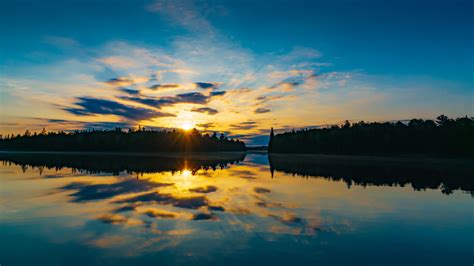 Sunset over the lake with sky and clouds image - Free stock photo ...