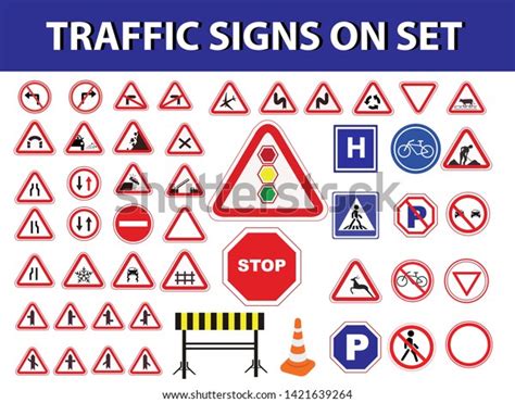 Traffic Signs On Set Traffic Rules Stock Vector (Royalty Free) 1421639264 | Shutterstock