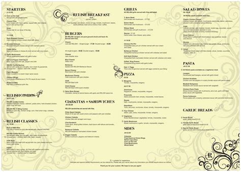 Menu at Relish pub & bar, Doncaster