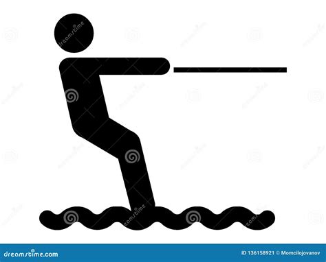 Silhouette Picture of a Water Skier Icon Stock Vector - Illustration of boot, boxer: 136158921