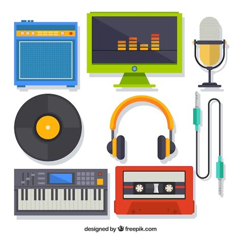 Set of music studio equipment Vector | Free Download