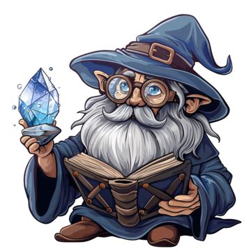 Cartoon Old Wizard Holding Crystal Stone And Magic Book, Ancient, Ball ...