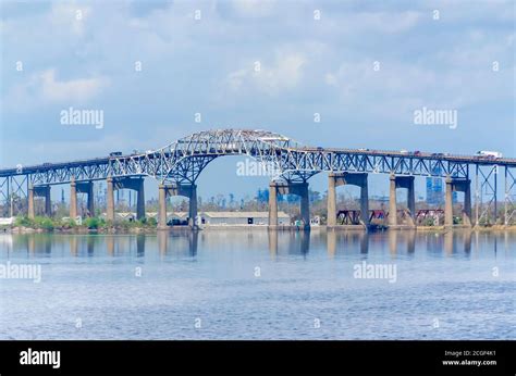 Traffic passes over the Calcasieu River Bridge, officially named the Louisiana Memorial World ...