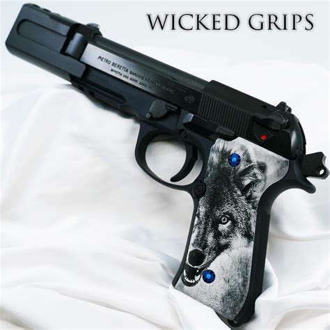 CUSTOM BERETTA 92FS PISTOL GRIPS WOLF