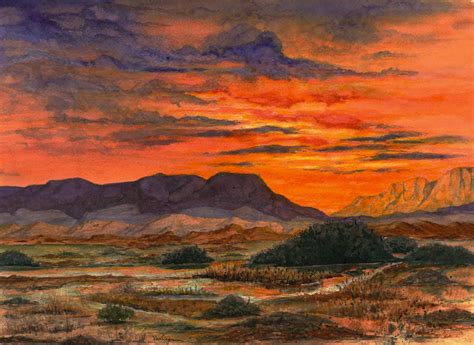 Desert Sunset Southwest Landscape Painting Print from