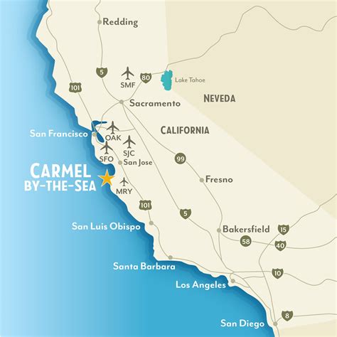 Getting To & Around Carmel-By-The-Sea, California With Regard To Map ...